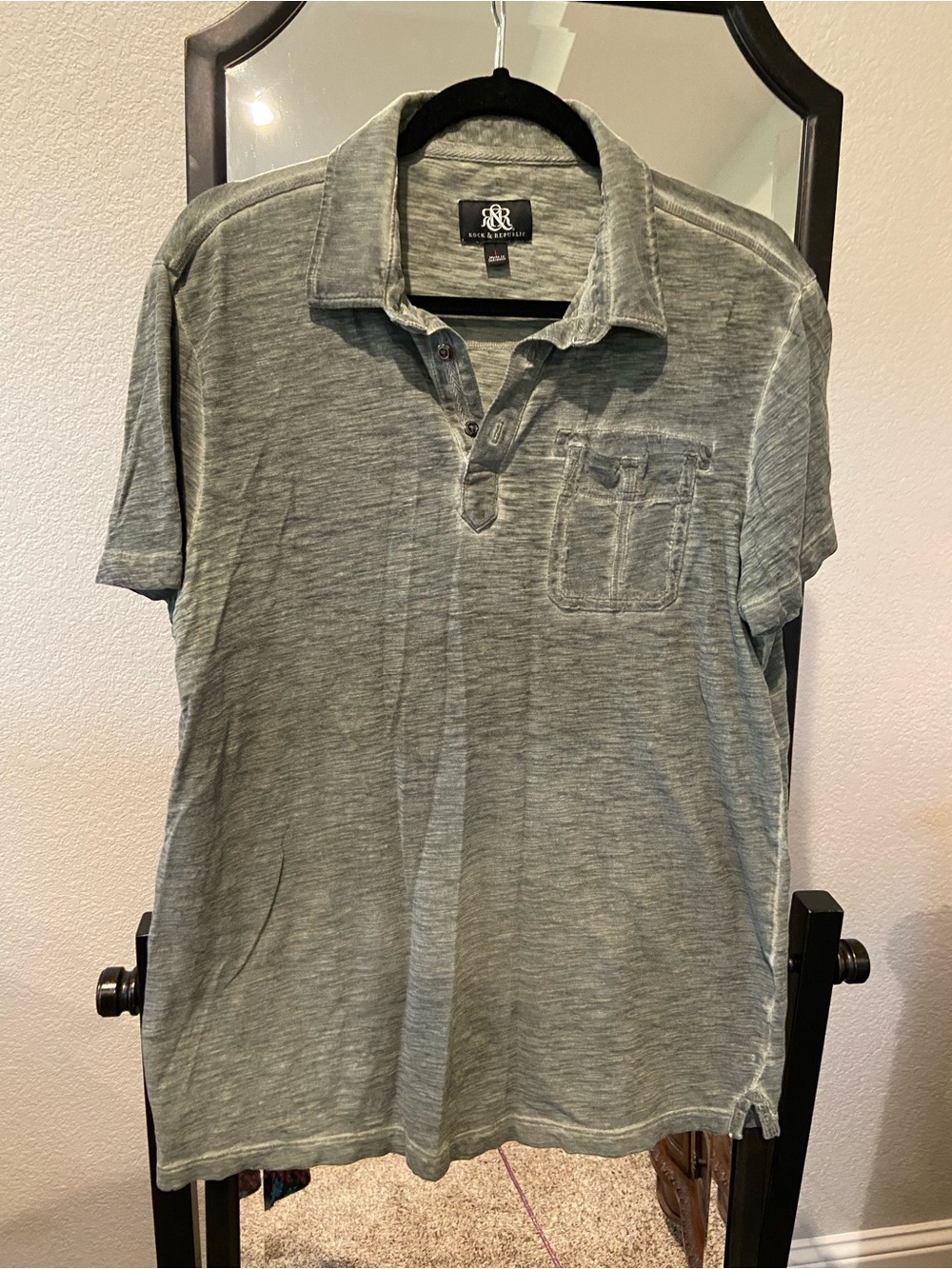 Rock & Republic washed green short-sleeve polo